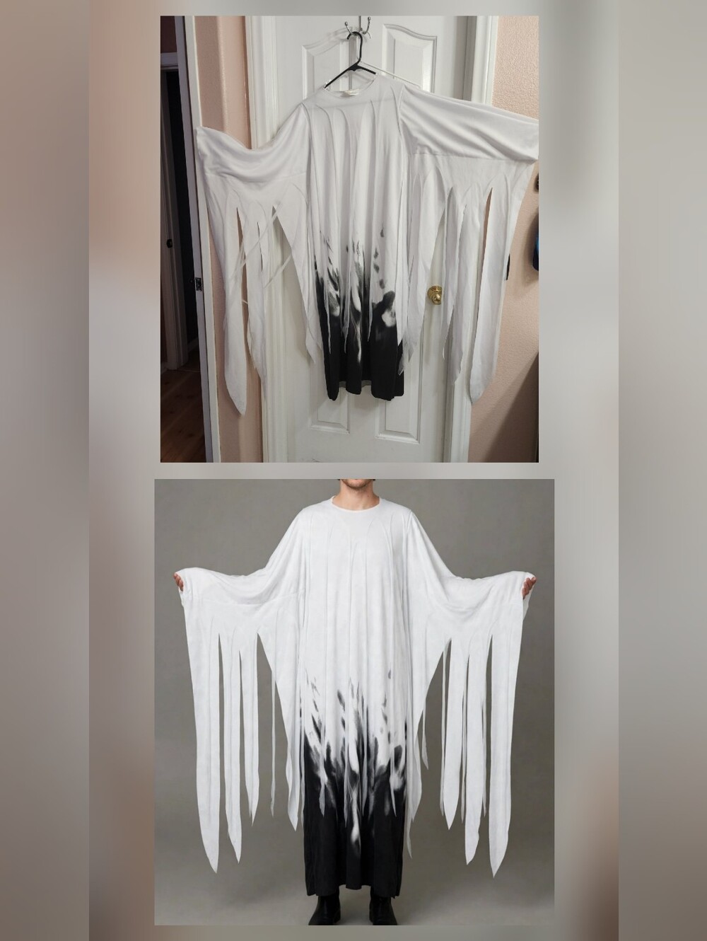Totally Ghoul Evil Spirit Apparition Ghost Costume White Black Tattered - Size L